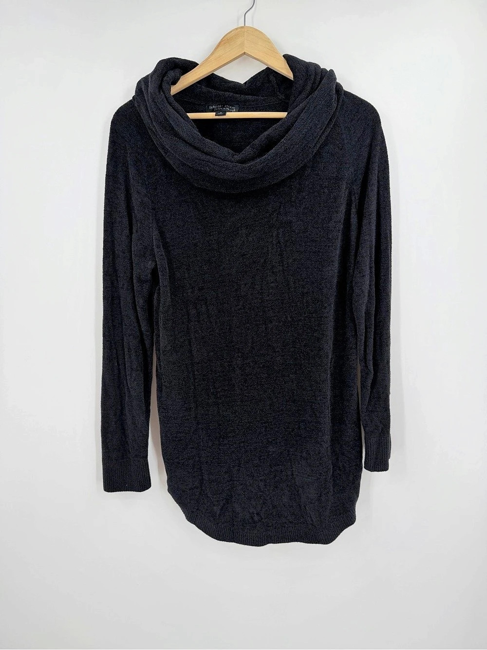 Barefoot Dreams CozyChic Ultra Lite Coastal Cowl Neck Tunic Black Medium